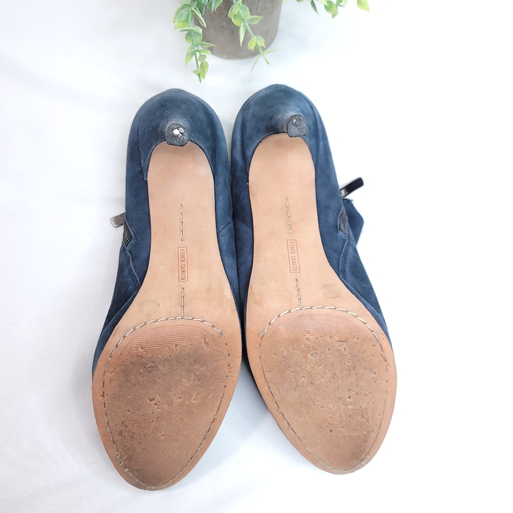 Vince Camuto Blue Suede Elvin Ankle Bootie Heels - Picture 5 of 5